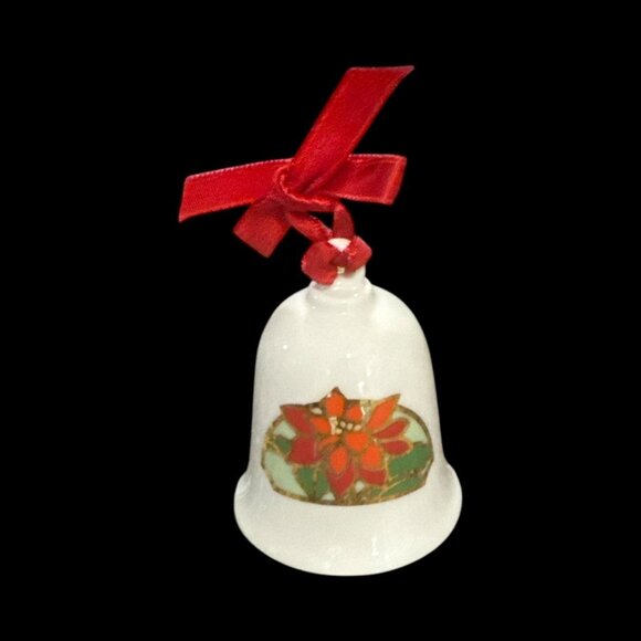 Vintage Hallmark 1983 Ceramic Mom & Dad Christmas Bell Ornament With Red Ribbon - Picture 9 of 9